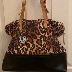 Charles Jourdan Leopard and Black Leather Bag